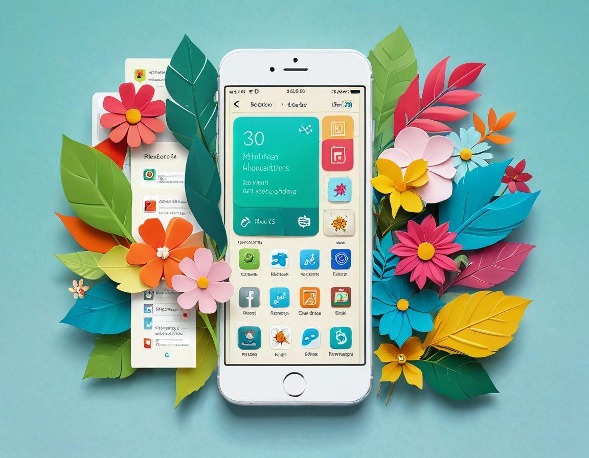 A collage of beautifully designed bookmarking apps displayed on a sleek digital device, showcasing vibrant icons and organized layouts. Include elements of nature like leaves or flowers to symbolize creativity and refreshment in digital organization. The background should be soft and calming, evoking a sense of ease and efficiency. soft pastel colors. 3D.
